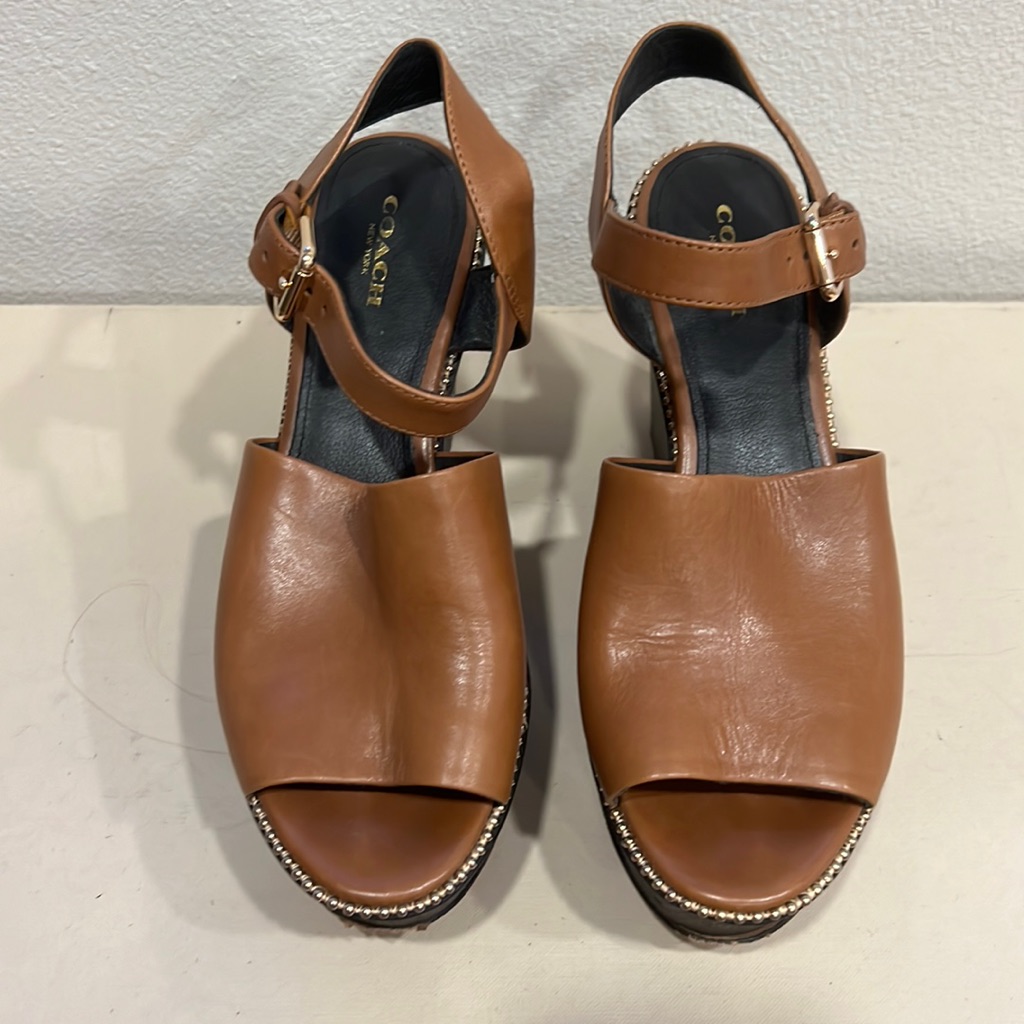 Coach Brown Leather Platform Heels